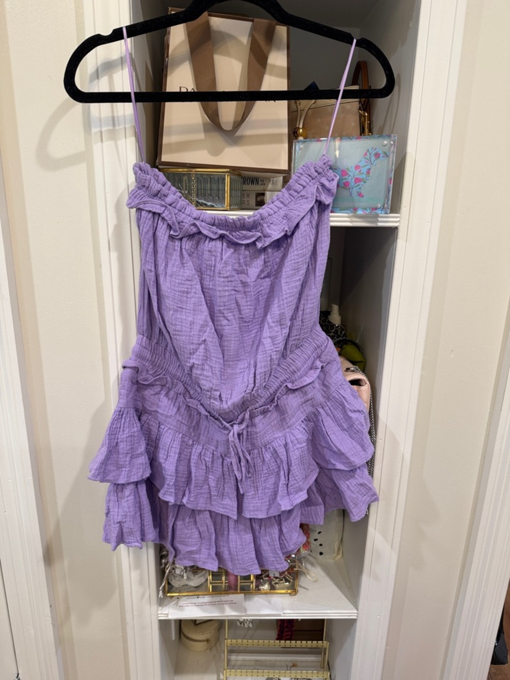 Lilac Ruffled Tiered Mini Dress